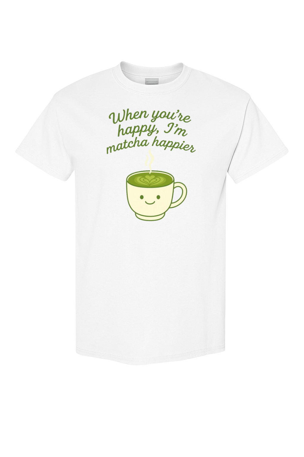 Matcha Happier Pink Tee – Cute Matcha Lover Shirt | VelezVersatile