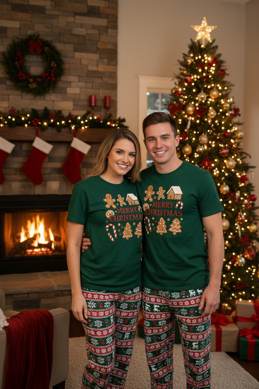 VelezVersatile Gingerbread Merry Christmas Tee – Festive Holiday Cookie Shirt🎄