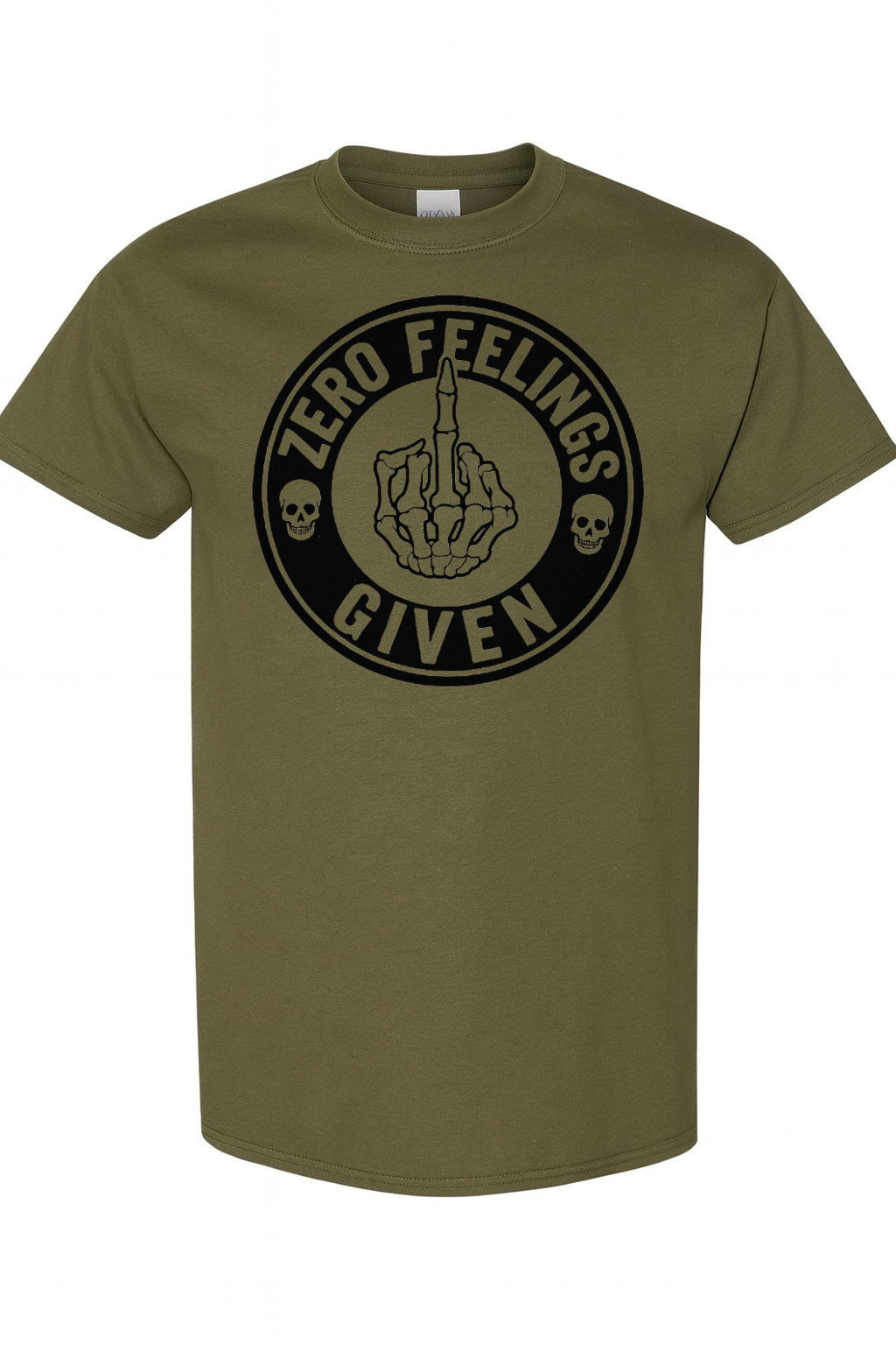 Zero Feelings Given – Skeleton Middle Finger Tee