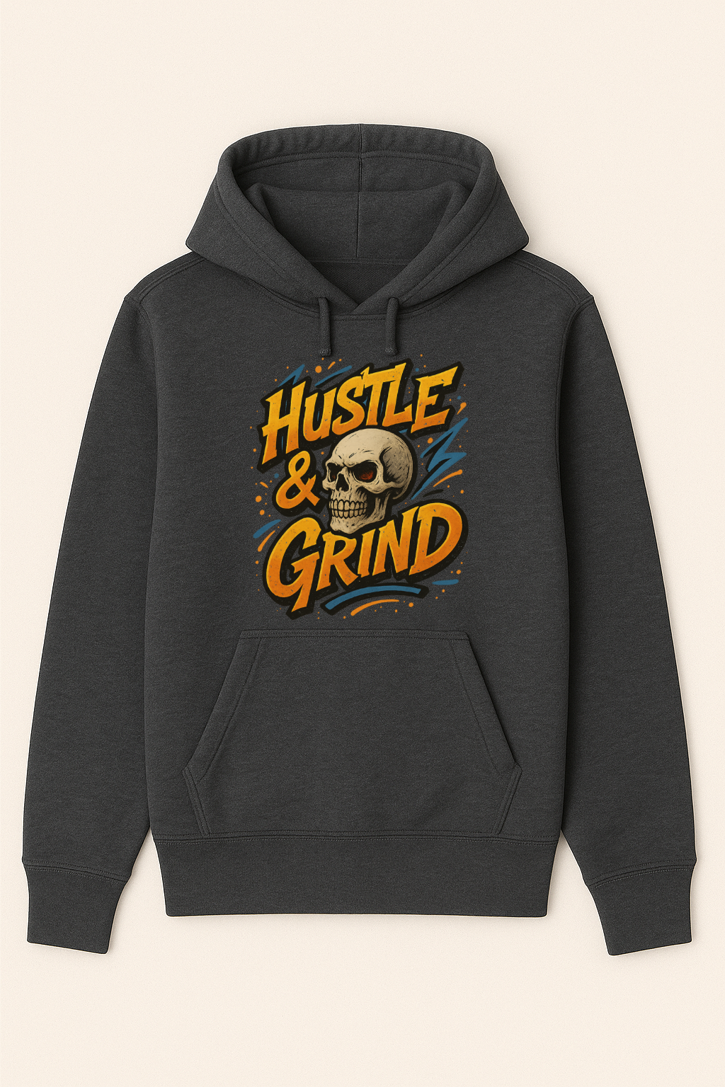 Hustle & Grind Skull Hoodie – Motivational Streetwear