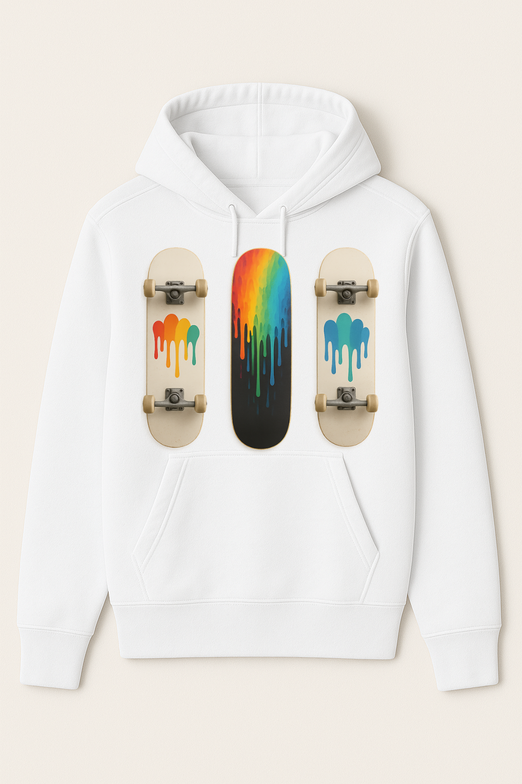 Drip Skateboard Rainbow Hoodie - by VelezVersatile