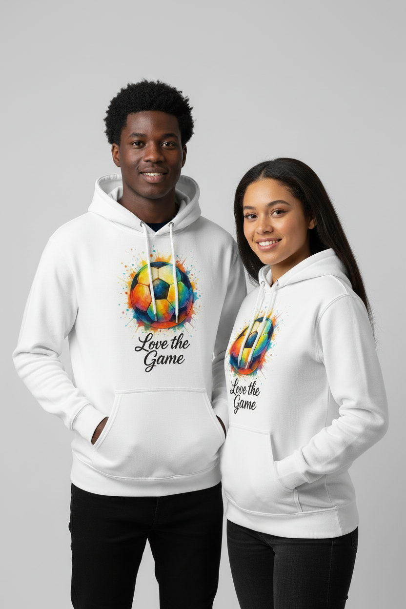 Love the Game – Watercolor Soccer Hoodie