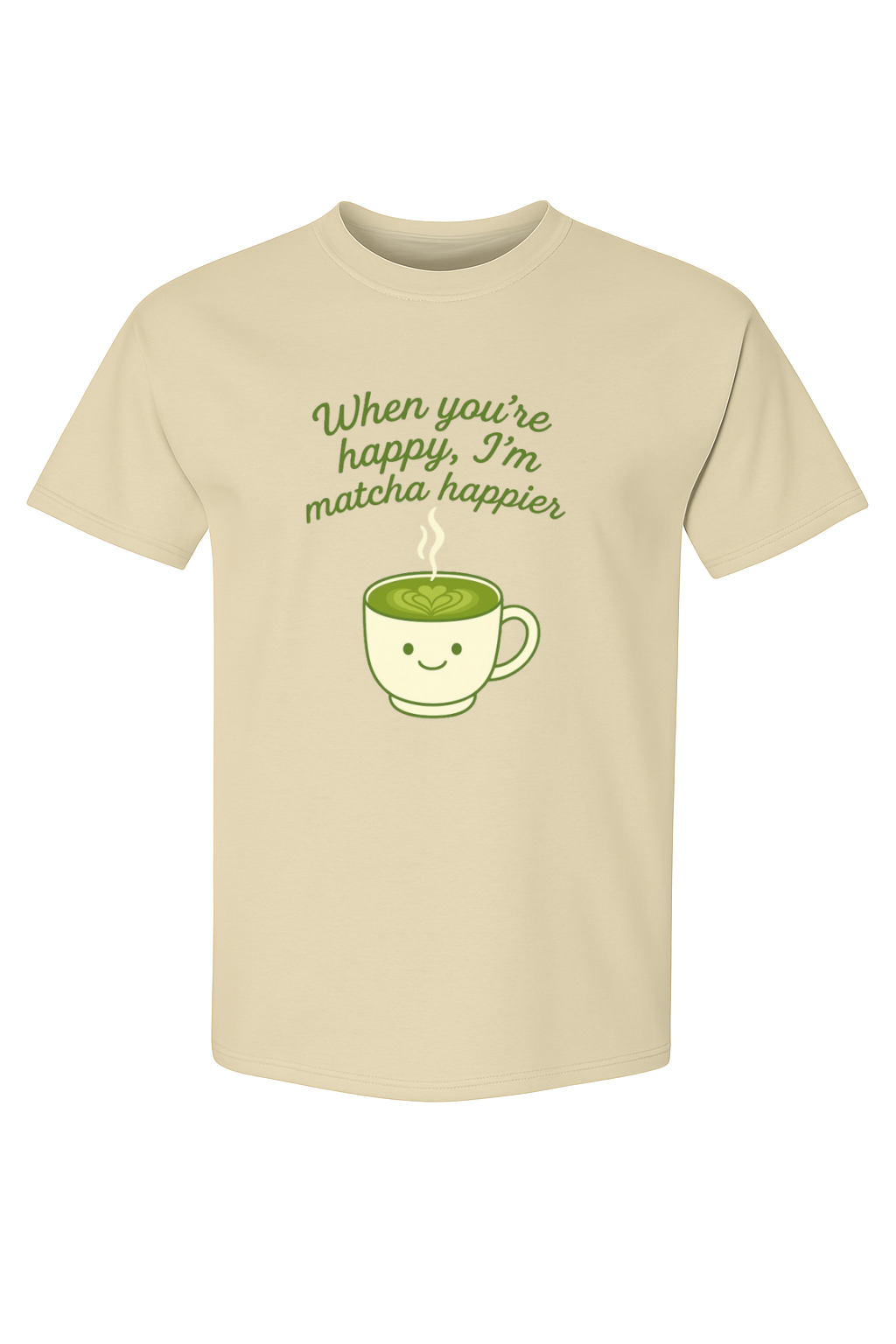 Matcha Happier Pink Tee – Cute Matcha Lover Shirt | VelezVersatile