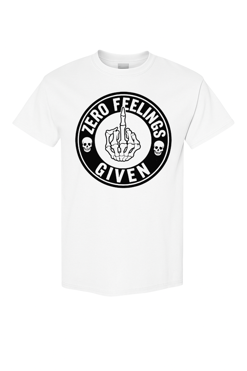 Zero Feelings Given – Skeleton Middle Finger Tee