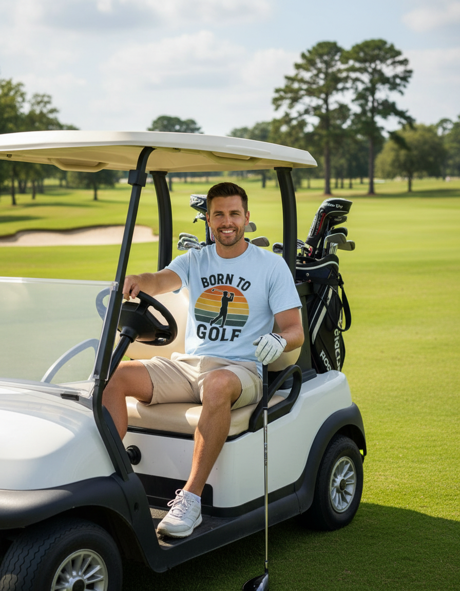 Born To Golf Vintage Sunset Tee by VelezVersatile