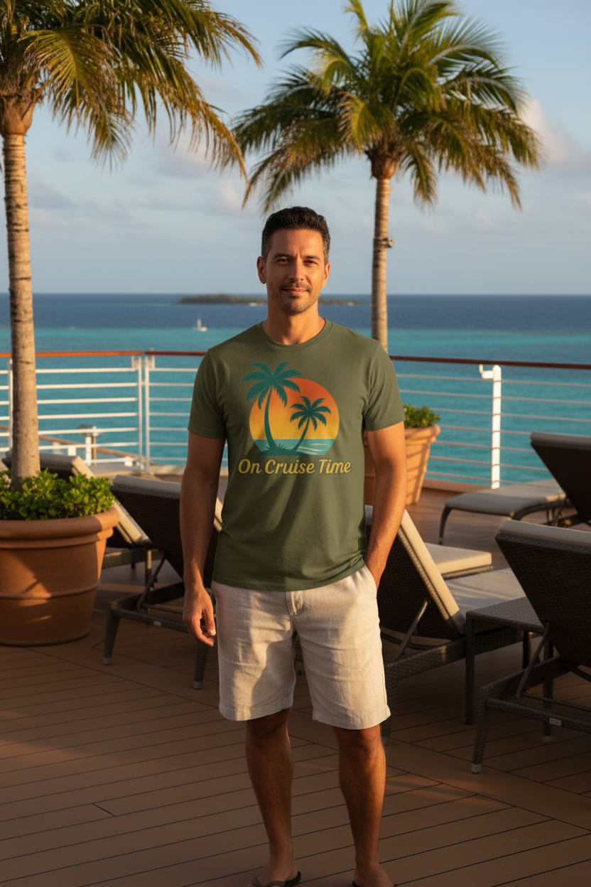 Model wearing On Cruise Time t-shirt